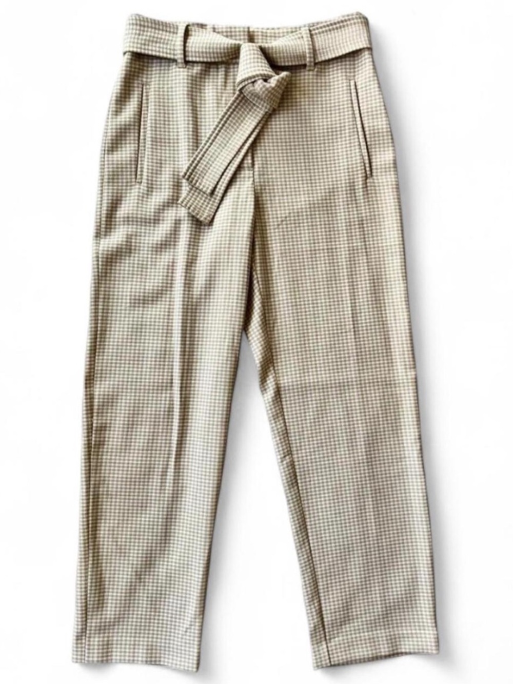 Wilfred Beige High Rise Belted Houndstooth Pants NWOT SZ 6